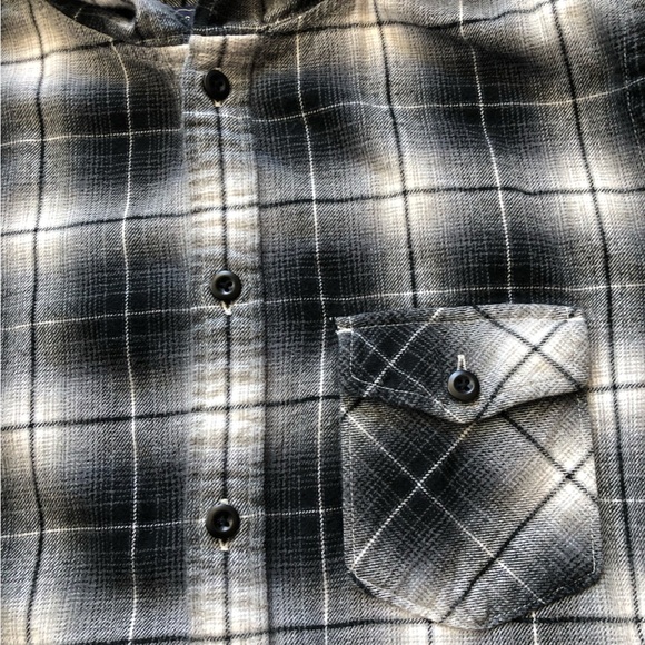 Uniqlo Black and Gray Plaid Hooded Flannel Shirt Size S - Picture 8 of 10
